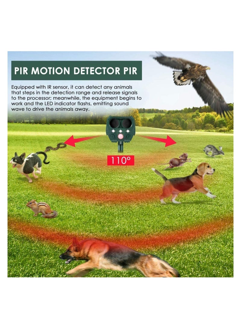 Animal Repellent Solar Powered Ultrasonic Animal Repellent Motion Sensor And Flashing Light IP65 Waterproof Usb/Battery Operated Outdoor Weatherproof Farm Scarer Repels All Animals