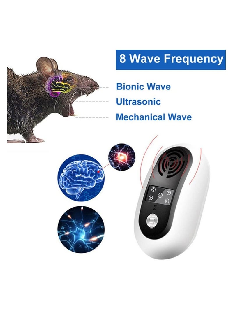 Ultrasonic Mouse Repellent, 8 Wave Frequency Conversion Rat Efficient Spider Pest Repeller For Rodents, Cockroaches and other insects (UK)