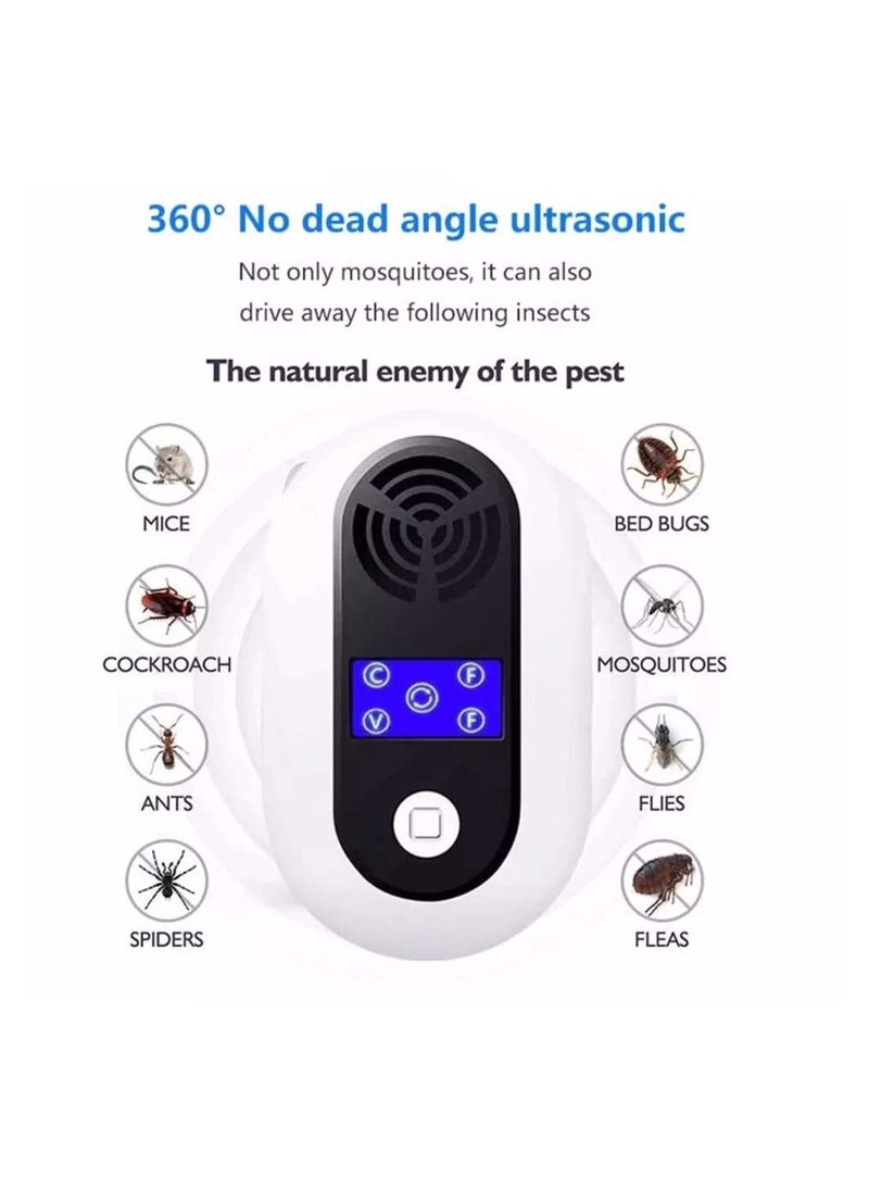 Ultrasonic Mouse Repellent, 8 Wave Frequency Conversion Rat Efficient Spider Pest Repeller For Rodents, Cockroaches and other insects (UK)