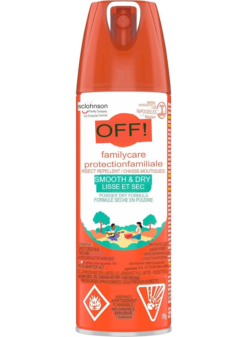 OFF! FamilyCare Insect and Mosquito Repellent with Power Dry Formula, Bug Spray for Camping, Bug Repellent Safe for Clothing 170 g (Packaging May Vary)