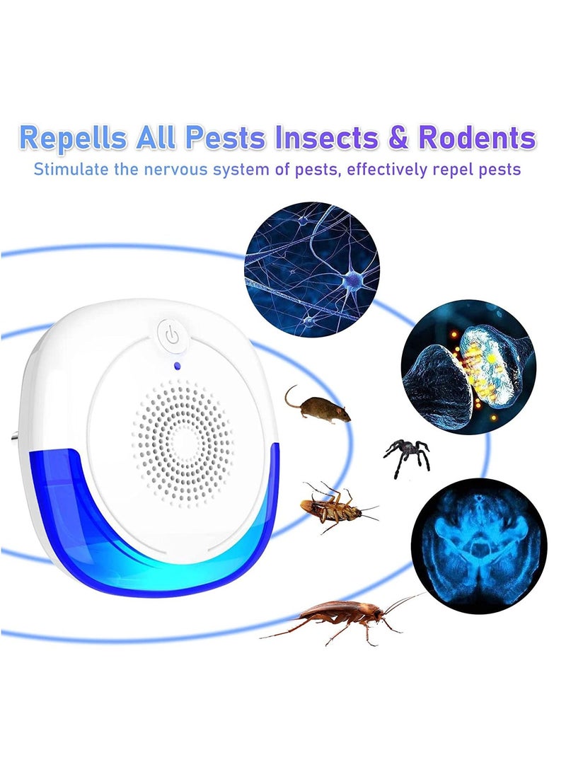 Ultrasonic Pest Repellent, 5w Electronic Repellent Indoor for Home Plug-in with UV Light, Insect Mice, Mouse, Bugs, Flea, Fly, Spiders, House Garage Hotel (4 Pack)