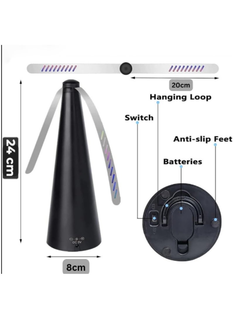 5-Piece Multi-Functional Electric And Battery Automatic Fly Repellent Fan Black/Silver 8.2X8.2X24CM