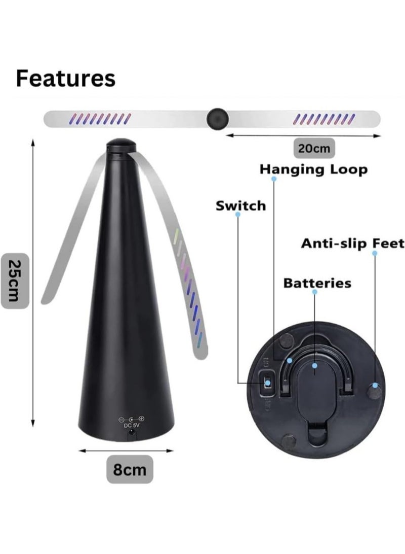 5-Piece Multi-Functional Electric And Battery Automatic Fly Repellent Fan Black/Silver 8.2X8.2X24CM