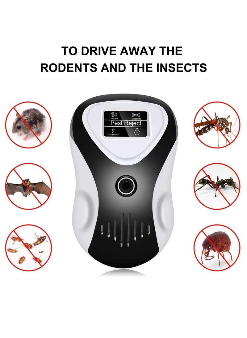 Dual Ultrasonic Pest Repeller 4 Frequencies Safe for Humans and Pets Perfect to get rid of All types of Rodents and Insects Mosquitoes and More 2 Pack