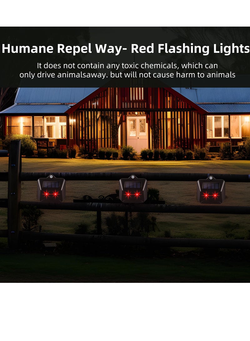 Solar Animal Repeller,Deter Nighttime Invaders with Flashing Red Lights,Humane and Effective,Coyote Repellent Devices Waterproof for Fox, Skunk from Yard Farm