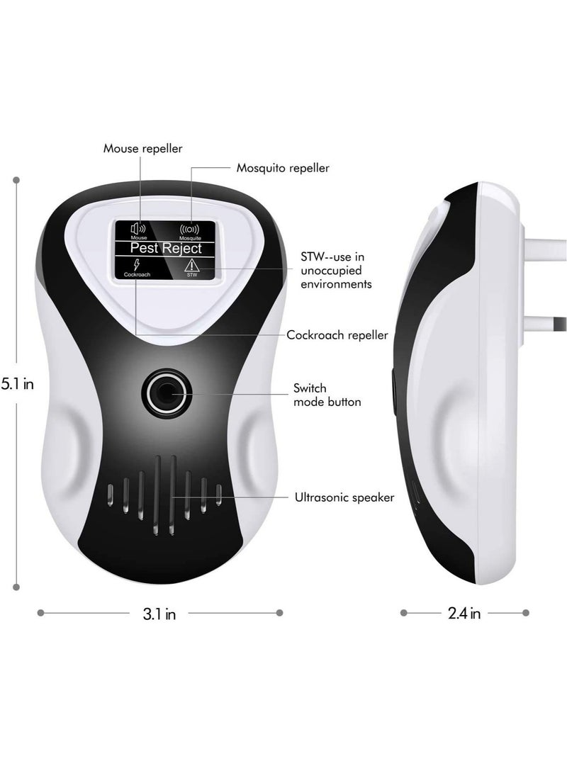 Dual Ultrasonic Pest Repeller 4 Frequencies Safe for Humans and Pets Perfect to get rid of All types of Rodents and Insects Mosquitoes and More 2 Pack