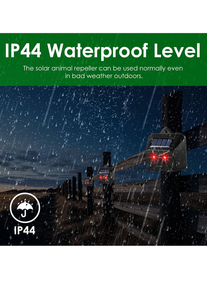 Solar Animal Repeller,Deter Nighttime Invaders with Flashing Red Lights,Humane and Effective,Coyote Repellent Devices Waterproof for Fox, Skunk from Yard Farm