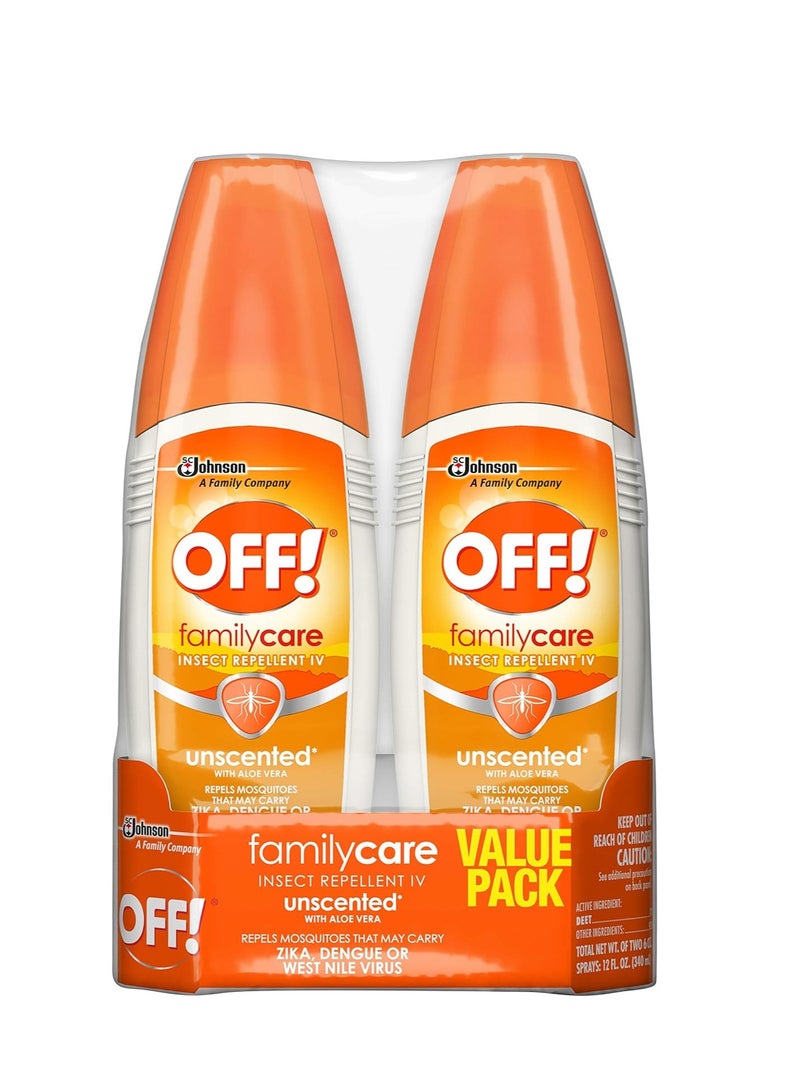 OFF! FamilyCare Insect & Mosquito Repellent Spritz, Unscented Bug spray with Aloe-Vera, 7% Deet, 6 oz (Pack of 2)