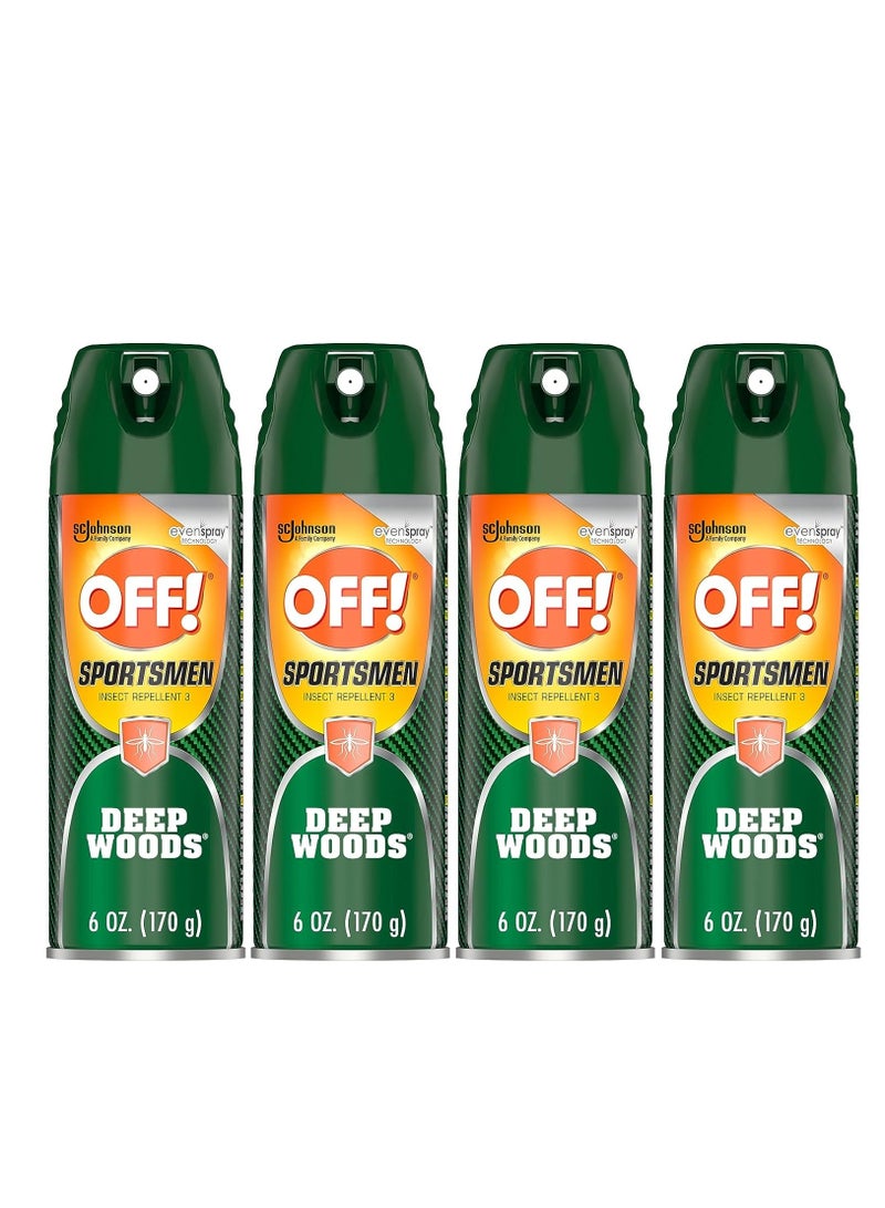 OFF! Deep Woods Sportsmen Insect Repellent Aerosol, Bug Spray Containing 30% Deet, Protects Against Mosquitoes, 6 Oz, 4 Count