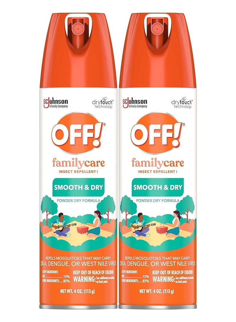 OFF! Family Care Insect & Mosquito Repellent, Bug Spray Containing 15% DEET, Protects Against Mosquitoes, 4 Oz, 2 Count