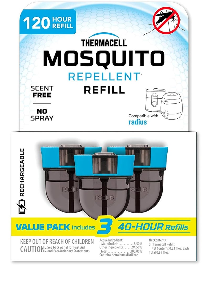 Thermacell Rechargeable Mosquito Repeller Refills; Advanced Repellent Formula Provides 20 Foot Protection Zone; Compatible with Thermacell E-Series & Radius Only; No DEET, Spray or Flame