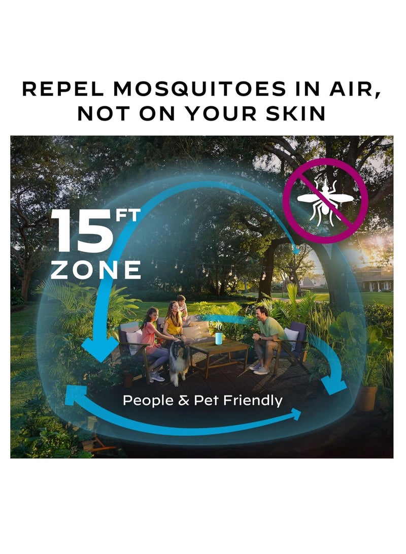 Thermacell Patio Shield Mosquito Repeller, Blue; Highly Effective Mosquito Repellent for Patio; No Candles or Flames, DEET-Free, Scent-Free, Bug Spray Alternative; Includes 12-Hour Refill