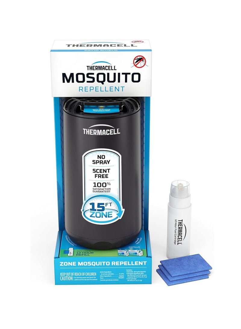 Thermacell Patio Shield Mosquito Repeller, Highly Effective Repellent, No Candles or Flames, DEET-Free, Scent-Free, Bug Spray Alternative, Includes 12-Hour Refill