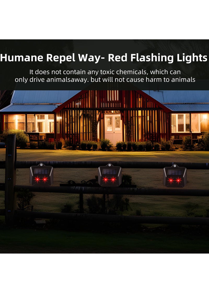 Solar Animal Repeller,Deter Nighttime Invaders with Flashing Red Lights,Humane and Effective,Coyote Repellent Devices Waterproof , Fox, Skunk from Yard Farm