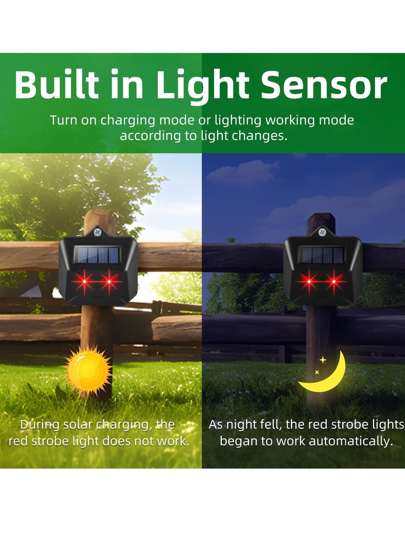 Solar Animal Repeller,Deter Nighttime Invaders with Flashing Red Lights,Humane and Effective,Coyote Repellent Devices Waterproof , Fox, Skunk from Yard Farm