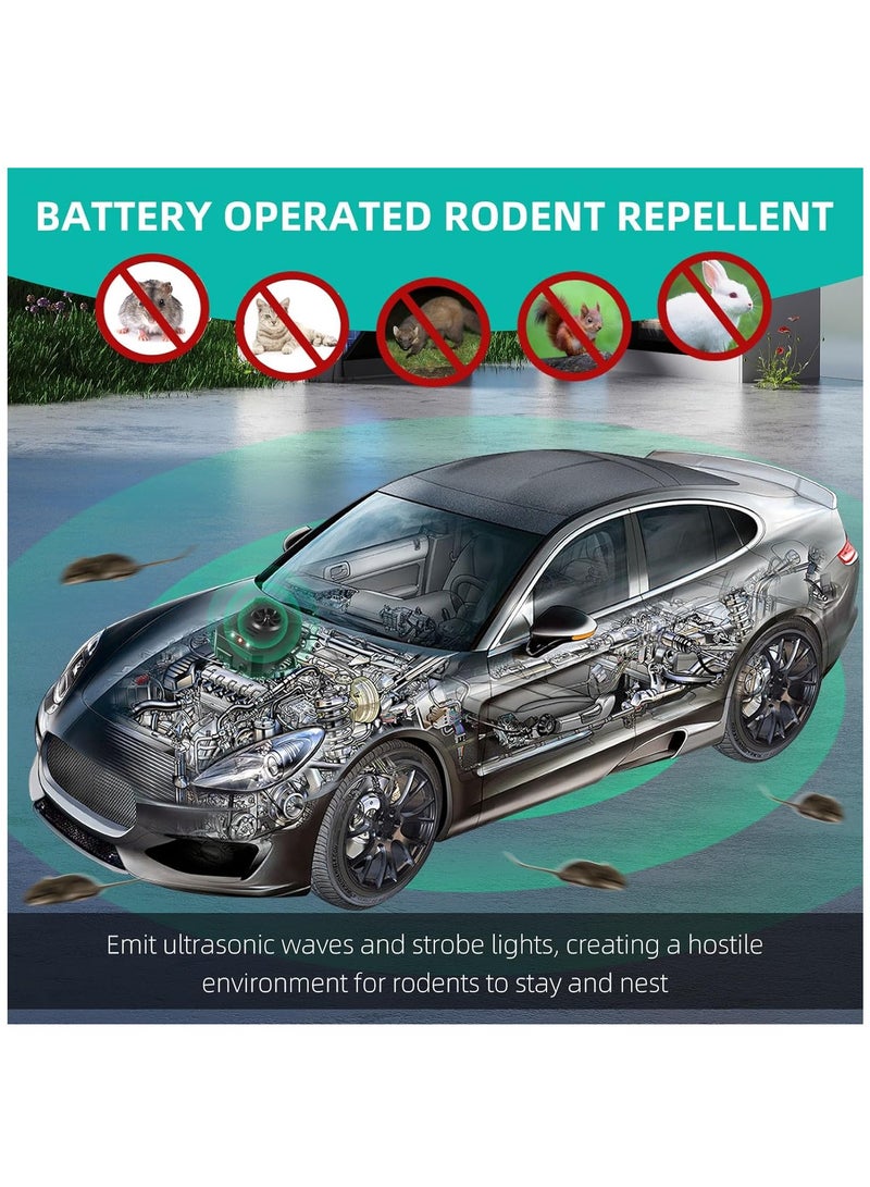 2-Pack Ultrasonic Rodent Repellent (2024 Upgraded) with Strobe Light for Cars, Trucks, RVs - Protects Engine from Mice, Rats, Squirrels - Vehicle Rodent Deterrent