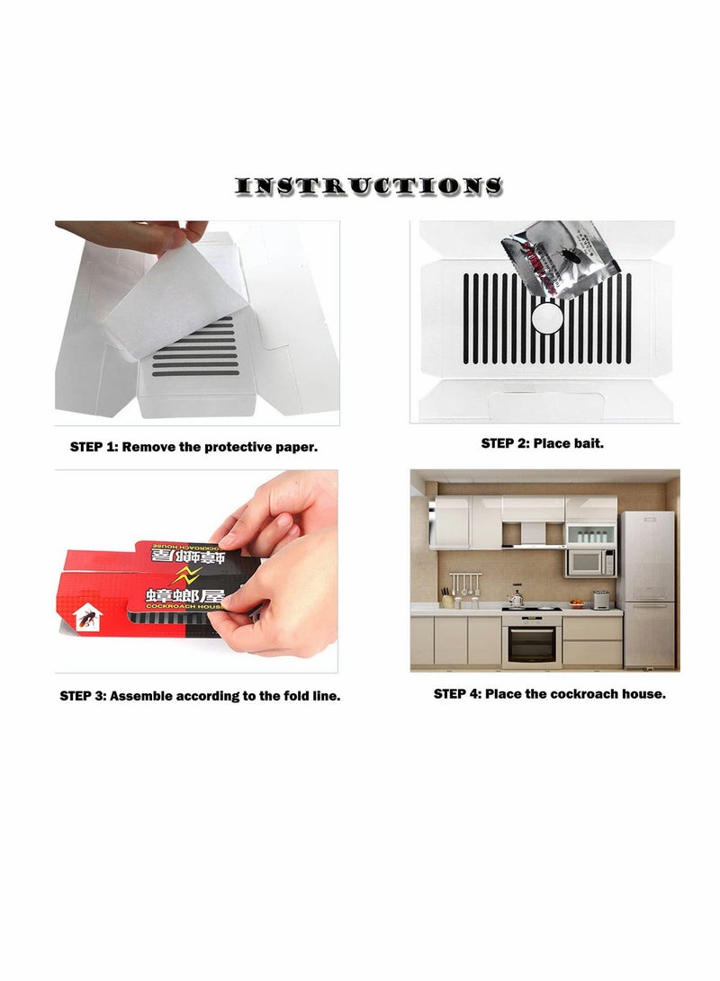 Cockroach Traps, 10 Pcs Cockroach Trap Killer House Pest Control Strong Sticky Glue Traps with Non-Toxic Bait Premium Spiders Ants Cockroach Killer