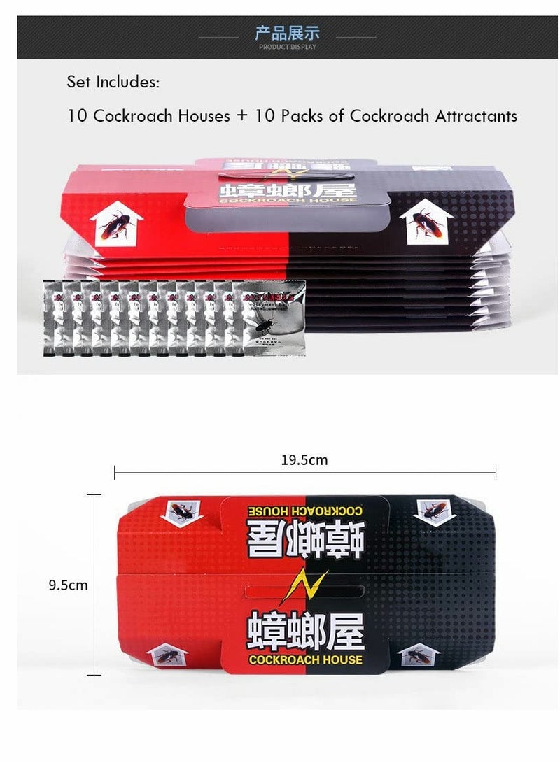 Cockroach Traps, 10 Pcs Cockroach Trap Killer House Pest Control Strong Sticky Glue Traps with Non-Toxic Bait Premium Spiders Ants Cockroach Killer