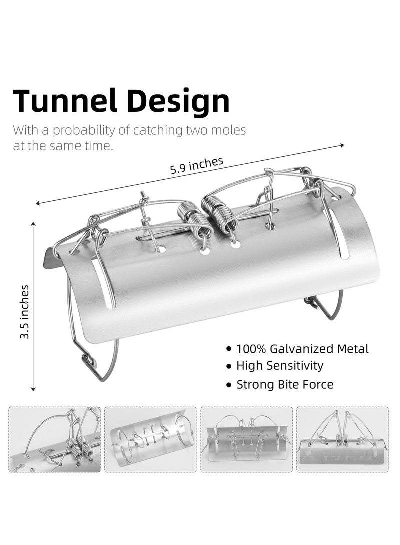 2 Pack Tunnel Mole Trap Gopher Trap Metal Tactical Vole Traps Outdoor Reusable Gopher Killer Keep Moles Out of Yard Lawn Garden