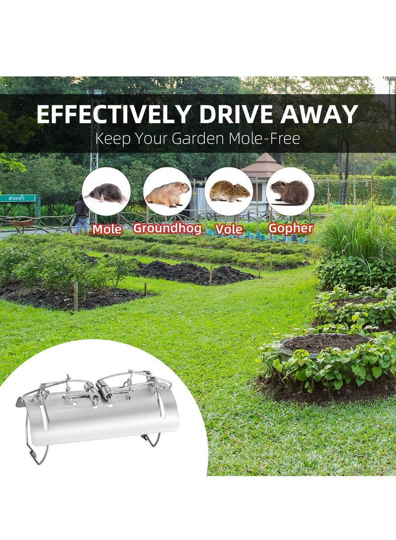 2 Pack Tunnel Mole Trap Gopher Trap Metal Tactical Vole Traps Outdoor Reusable Gopher Killer Keep Moles Out of Yard Lawn Garden