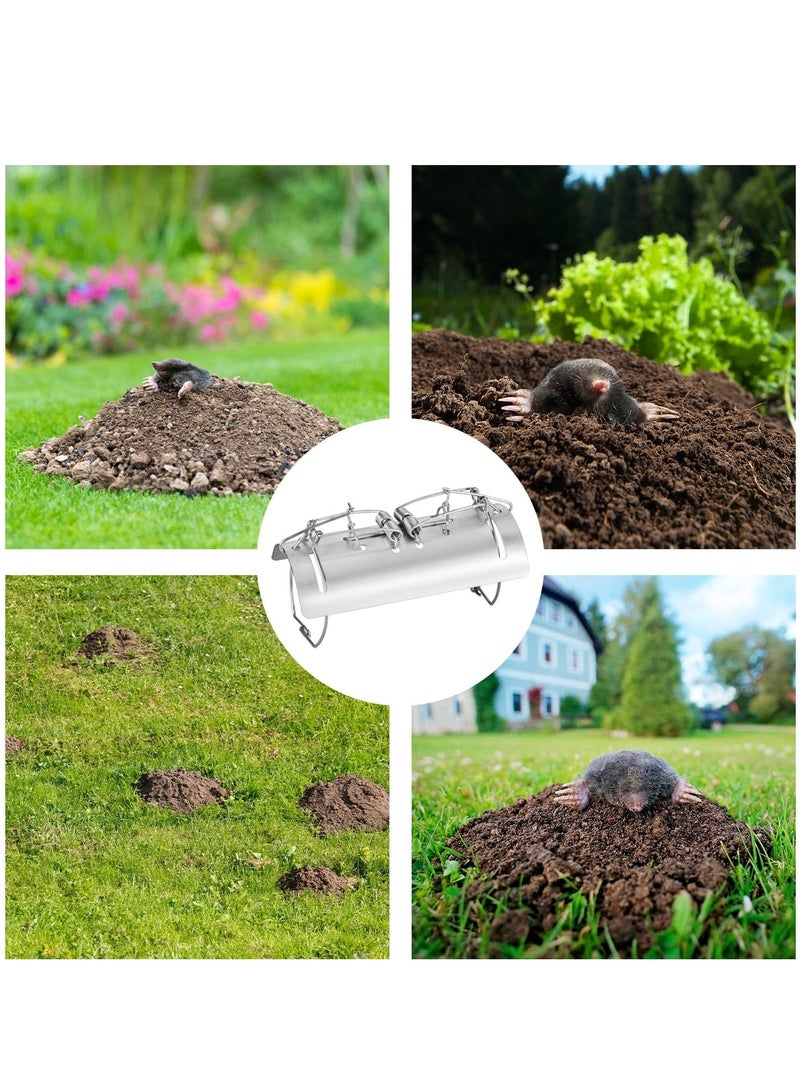 2 Pack Tunnel Mole Trap Gopher Trap Metal Tactical Vole Traps Outdoor Reusable Gopher Killer Keep Moles Out of Yard Lawn Garden