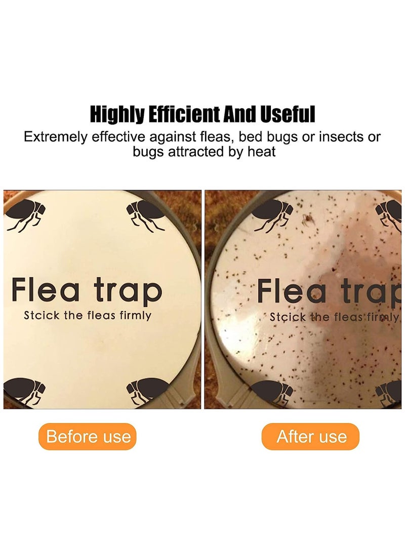 Flea Trap, Indoor Sticky Flea Trap with 2 Glue Discs Odorless Non-Toxic Natural Flea Killer Trap Pad Bed Bug Trap Light Bulb Pest Control for Home House Inside, Safe for Children Pet Dog Cat