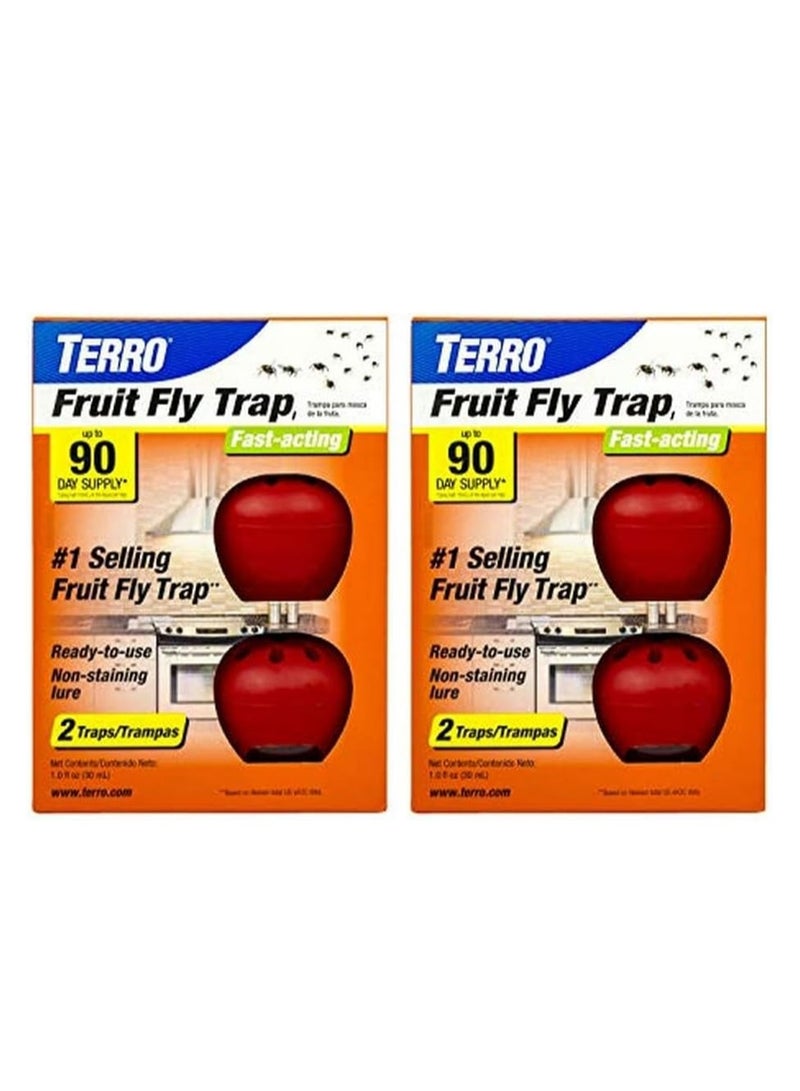 TERRO T2503SR Ready-to-Use Indoor Fruit Fly Killer and Trap with Built in Window - 4 Traps + 180 day Lure Supply