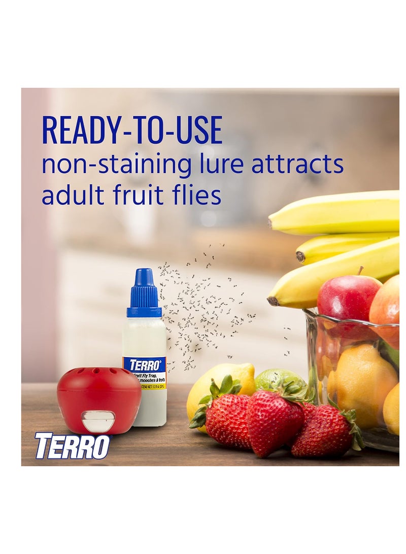 TERRO T2503SR Ready-to-Use Indoor Fruit Fly Killer and Trap with Built in Window - 4 Traps + 180 day Lure Supply