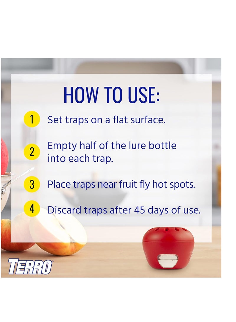 TERRO T2503SR Ready-to-Use Indoor Fruit Fly Killer and Trap with Built in Window - 4 Traps + 180 day Lure Supply