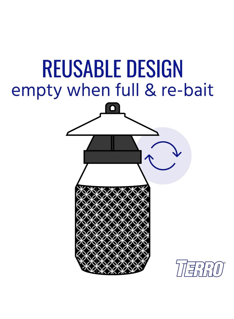 TERRO T380 Outdoor Reusable Fly Magnet Fly Trap - Poison Free Fly Killer and Trap with Bait