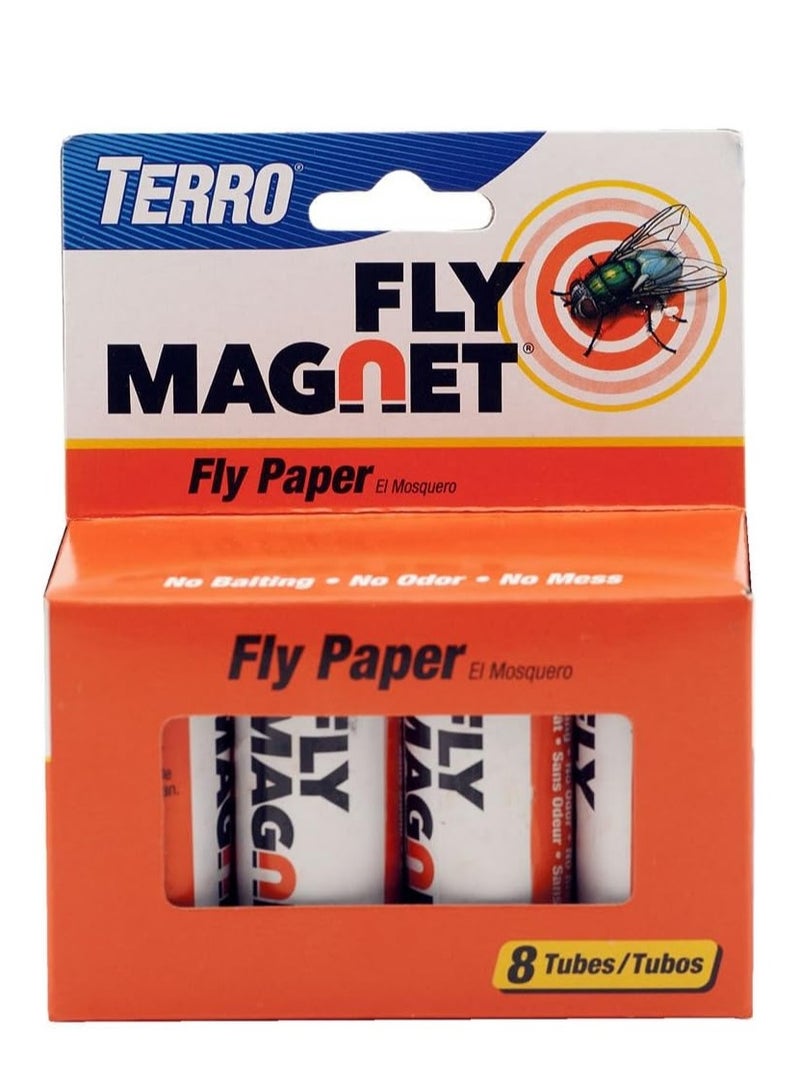 TERRO T518 Fly Magnet Sticky Fly Paper Fly Trap, 8 Count (Pack of 1)