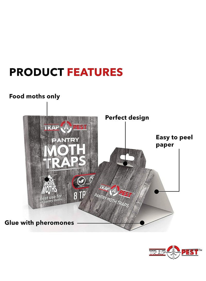 8 Pack Pantry Moth Traps- Safe and Effective for Food and Cupboard- Glue Traps with Pheromones for Pantry Moths