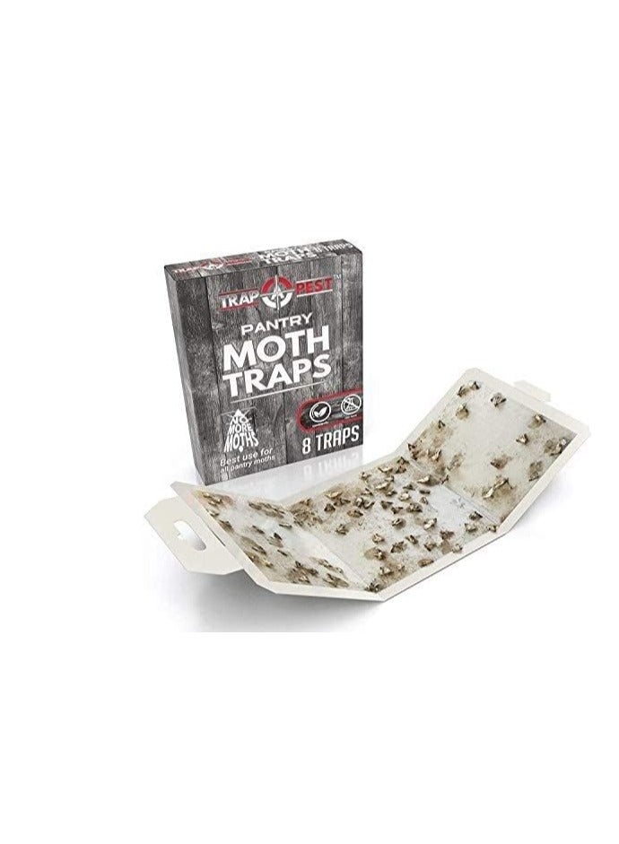 8 Pack Pantry Moth Traps- Safe and Effective for Food and Cupboard- Glue Traps with Pheromones for Pantry Moths