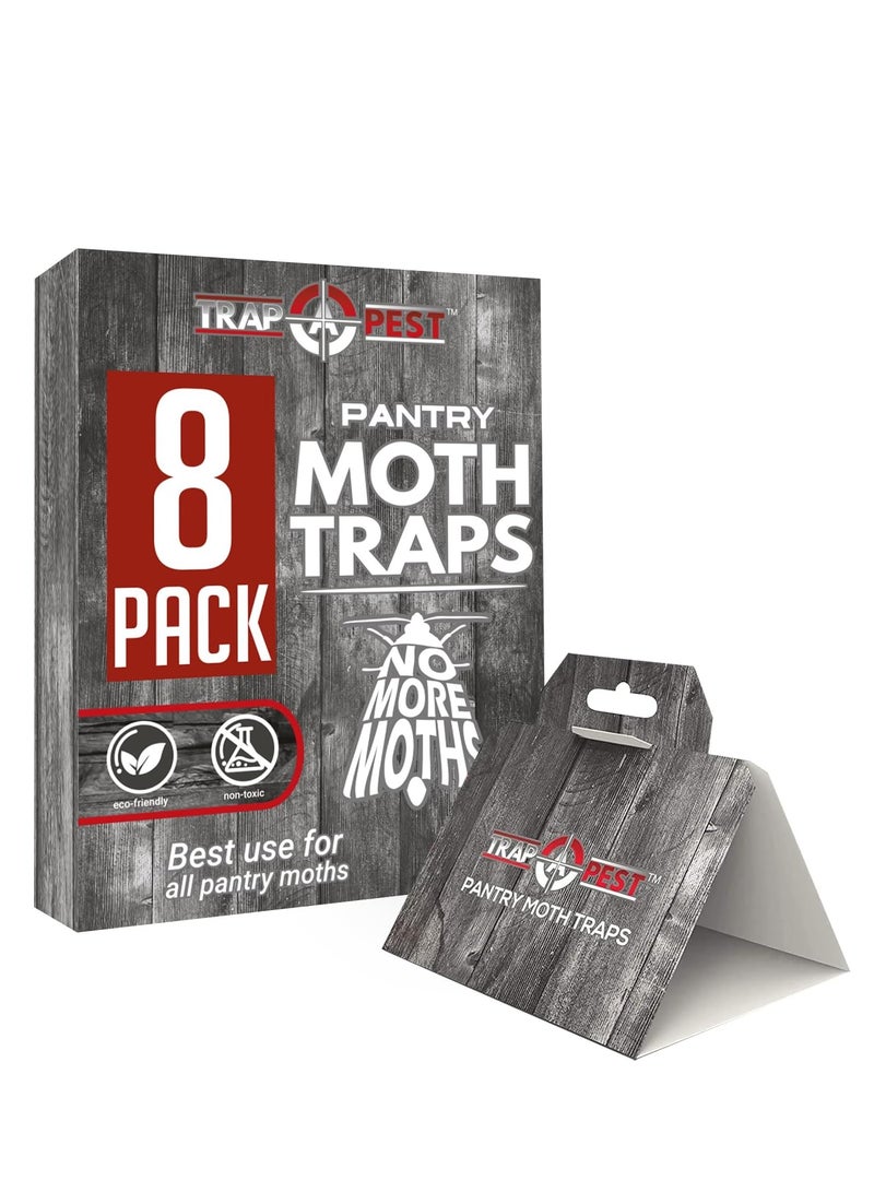 8 Pack Pantry Moth Traps- Safe and Effective for Food and Cupboard- Glue Traps with Pheromones for Pantry Moths