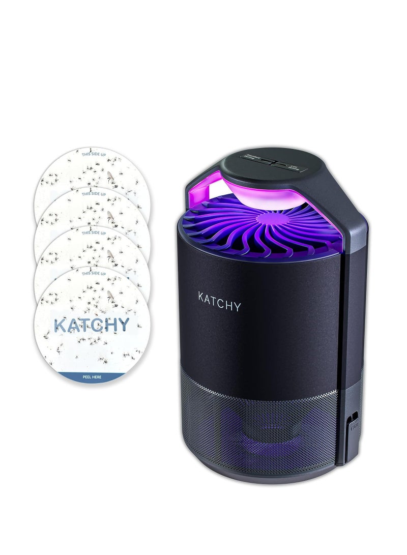 KATCHY Indoor Insect Trap - Catcher & Killer for Mosquitos, Gnats, Moths, Fruit Flies - Non-Zapper Traps for Inside Your Home - Catch Insects Indoors with Suction, Bug Light & Sticky Glue (Black)