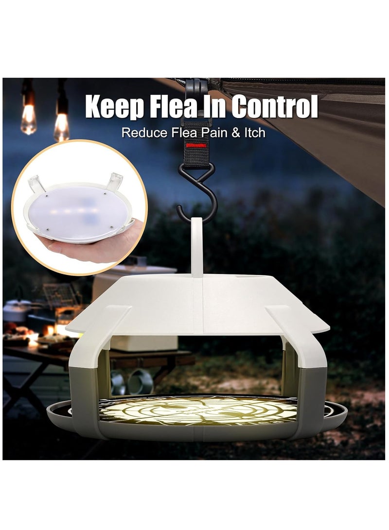 Indoor Flea Trap 2 Packs, Upgrade Electric Flea Traps with LED Light, Cordless Flea Light Trapper for Inside Your Home, Flea Insect Infestation Treatment Trap with 8 Sticky 6.5” Disc Refills