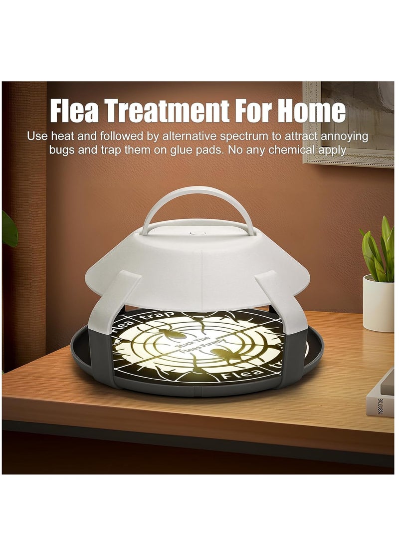 Indoor Flea Trap 2 Packs, Upgrade Electric Flea Traps with LED Light, Cordless Flea Light Trapper for Inside Your Home, Flea Insect Infestation Treatment Trap with 8 Sticky 6.5” Disc Refills