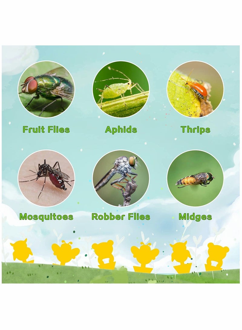 36Pcs Sticky Insect Board  Yellow Fruit Fly Sticky Waterproof Traps Outdoor and Indoor Safe and Non-toxic Upgraded Strong Adhesive UV Resistant (Panda & Bee & Devil)