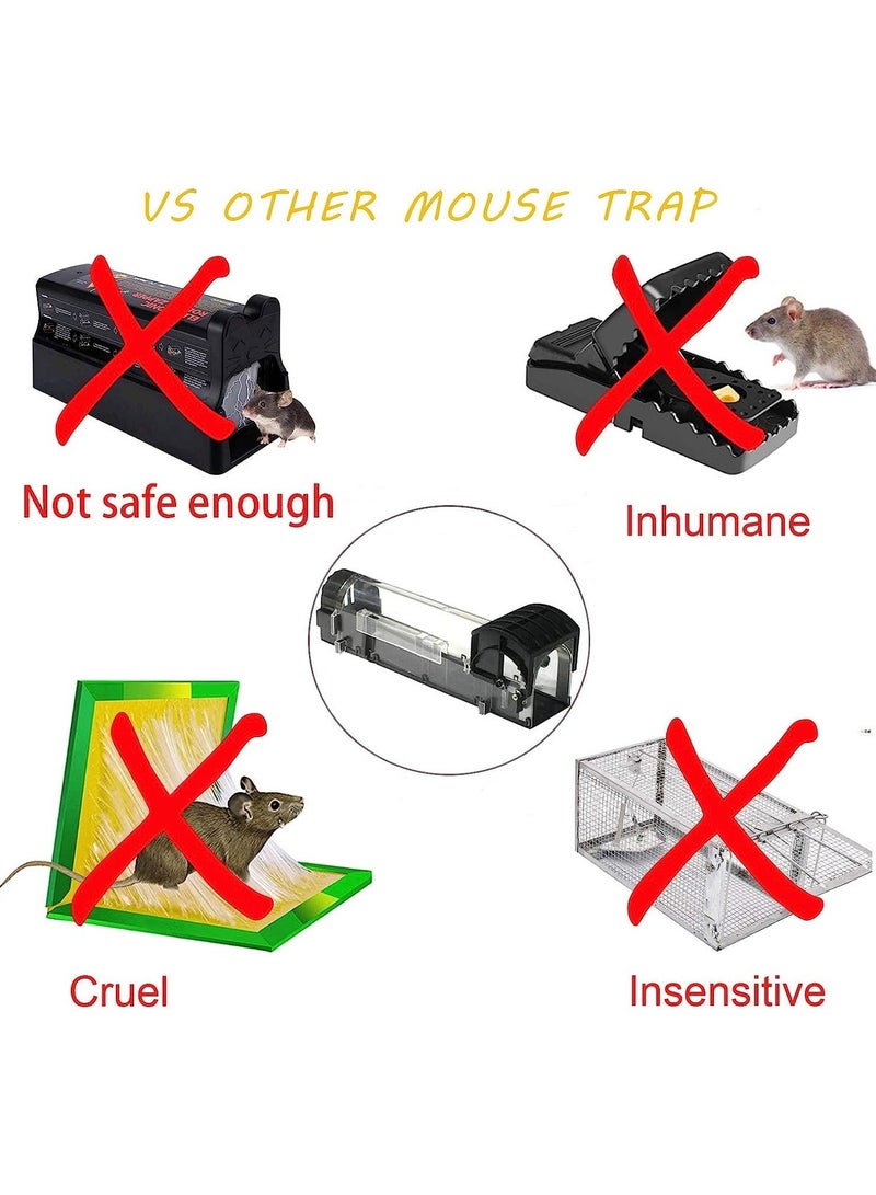 Humane Mouse Trap, Rat and Rodent Trap, Rat Poison Substitute, Easy Set Durable Traps, Safe for Children, Pets and Humans, 2Pcs