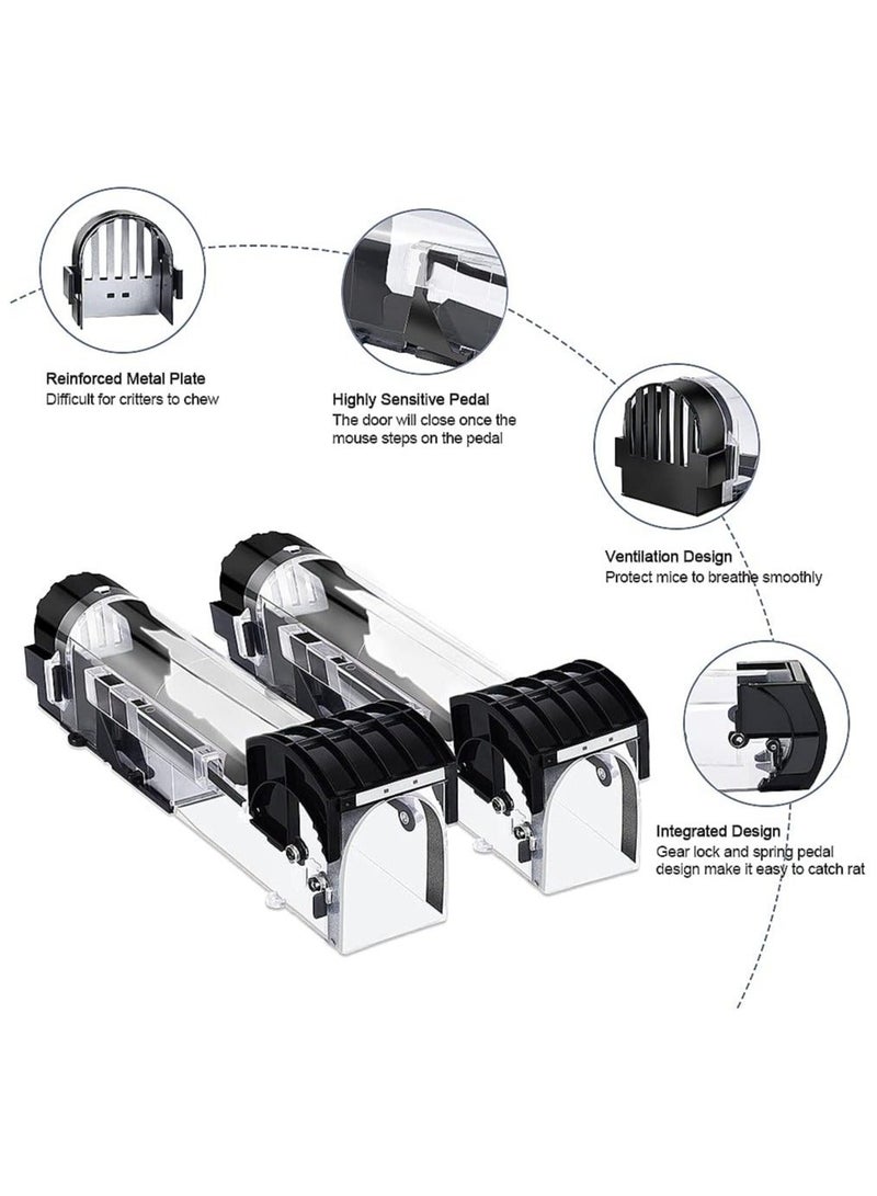 Humane Mouse Trap, Rat and Rodent Trap, Rat Poison Substitute, Easy Set Durable Traps, Safe for Children, Pets and Humans, 2Pcs