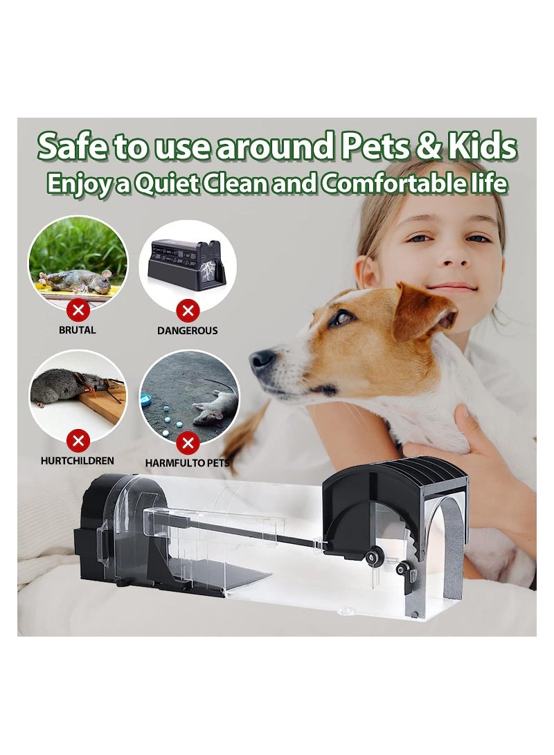 Humane Mouse Trap, Rat and Rodent Trap, Rat Poison Substitute, Easy Set Durable Traps, Safe for Children, Pets and Humans, 2Pcs