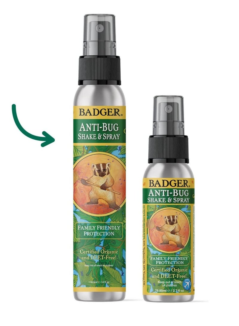 Badger Anti Bug Shake and Spray DEET Free Natural Bug Spray Eco Friendly