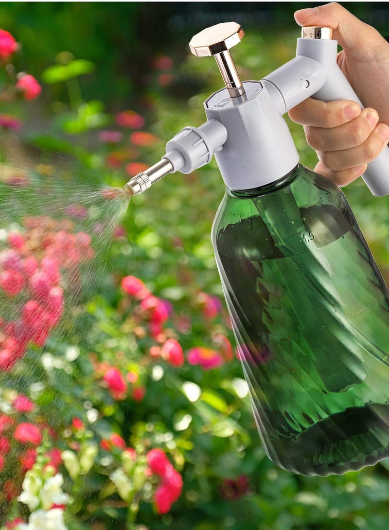 Deluxe 1 Pack Pump Sprayer Set - Adjustable Nozzle, 1.5L Plastic Hand Pump Pressure Water Perfect for Your Garden and Car Detailing Needs Lawn (Green)