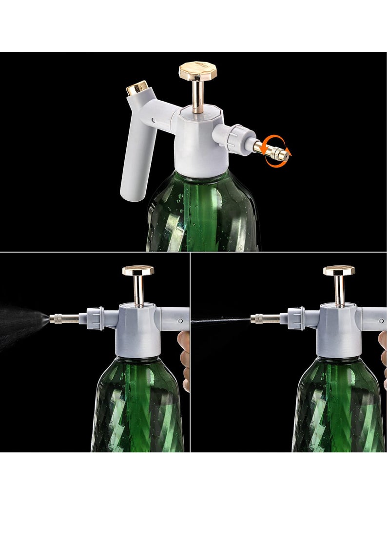 Deluxe 1 Pack Pump Sprayer Set - Adjustable Nozzle, 1.5L Plastic Hand Pump Pressure Water Perfect for Your Garden and Car Detailing Needs Lawn (Green)