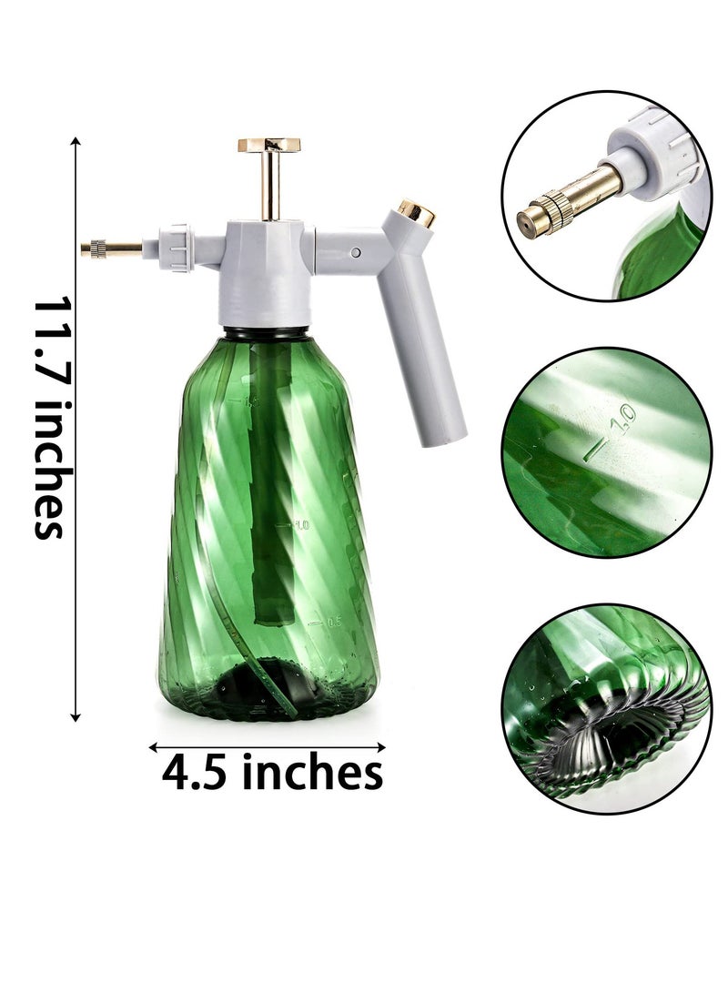 Deluxe 1 Pack Pump Sprayer Set - Adjustable Nozzle, 1.5L Plastic Hand Pump Pressure Water Perfect for Your Garden and Car Detailing Needs Lawn (Green)