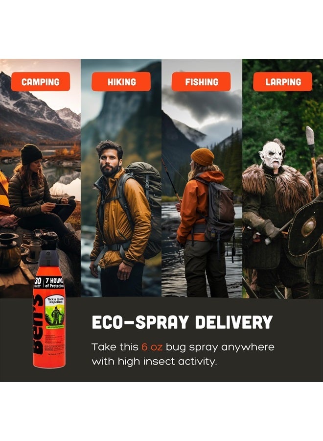 Tick & Insect Repellent Eco Spray - Bug Spray with 30% DEET for Mosquitoes, Ticks & More - Up to 7 Hours of Protection - Fragrance-Free - 6 oz (2 Pack)