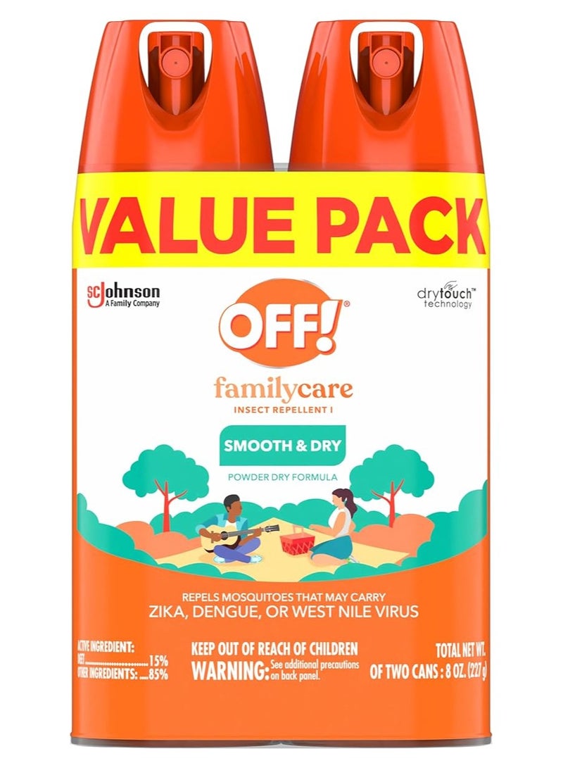 OFF! Family Care Insect & Mosquito Repellent, Bug Spray Containing 15% DEET, Protects Against Mosquitoes, 8 Oz, 2 Count