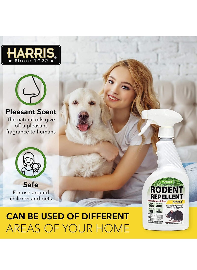 HARRIS peppermint oil mice & rodent repellent spray for house and car engines humane mouse trap substitute 20oz