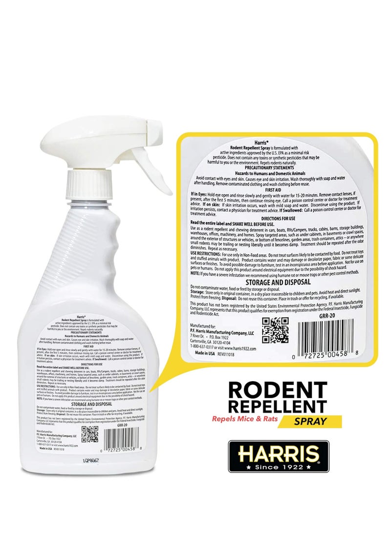 HARRIS peppermint oil mice & rodent repellent spray for house and car engines humane mouse trap substitute 20oz