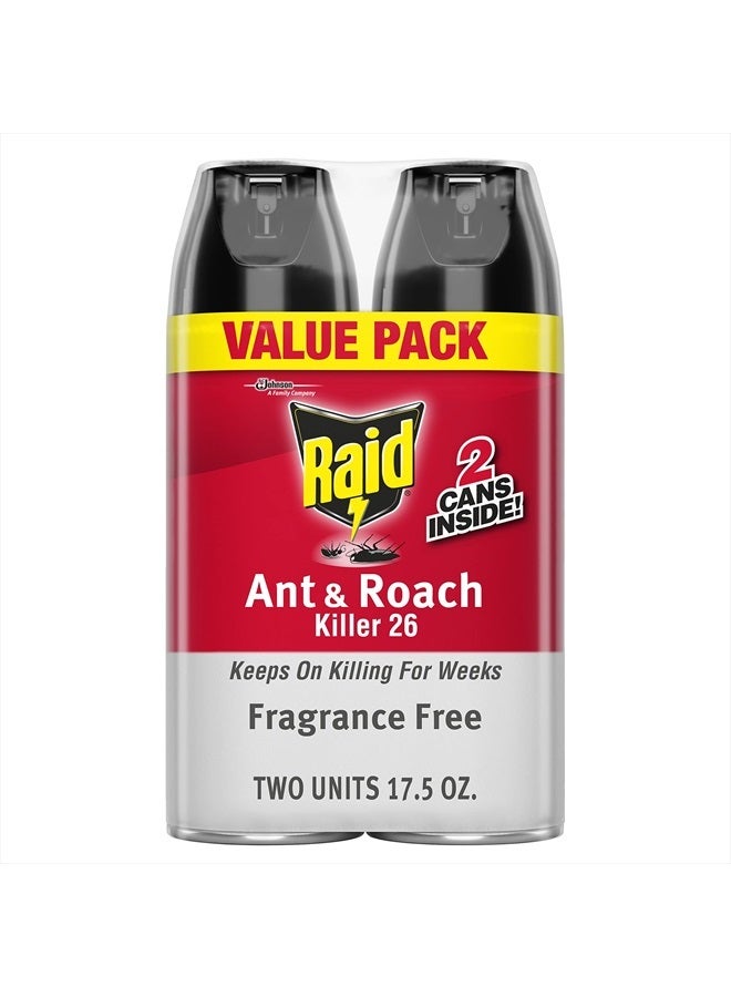 ® Ant & Roach Killer Spray, Fragrance-Free, 17.5 Oz, Pack Of 2